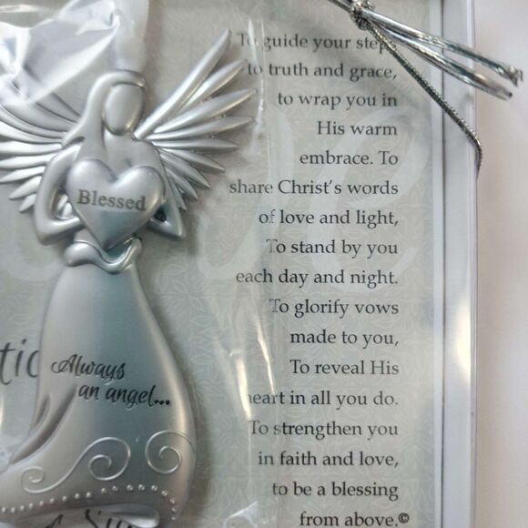 The Grandparent Gift Co. Angel Ornament Confirmation Gift Silver Blessed New - Picture 4 of 10